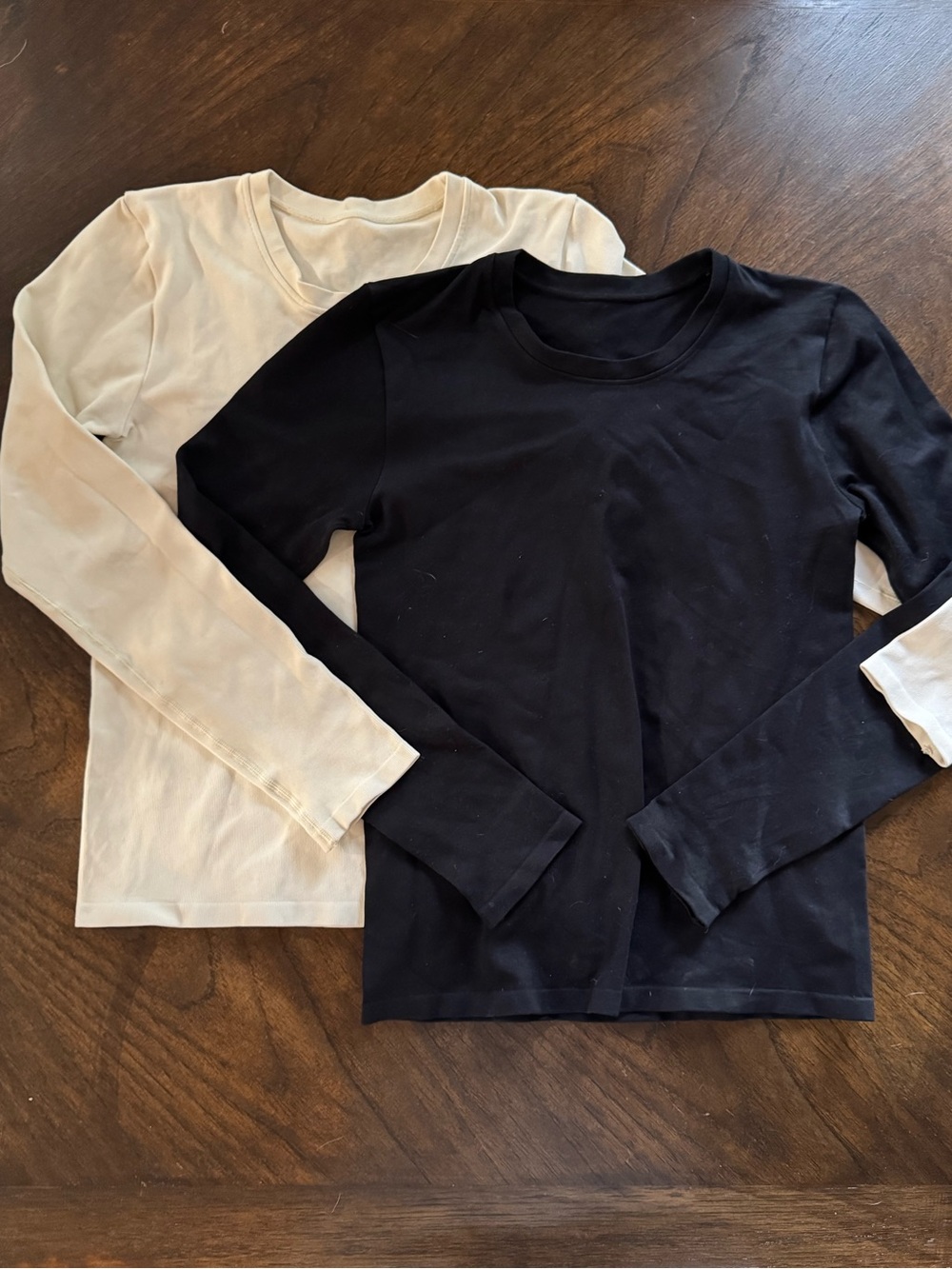 Classic Long Sleeve Layering Tees - Black & Cream